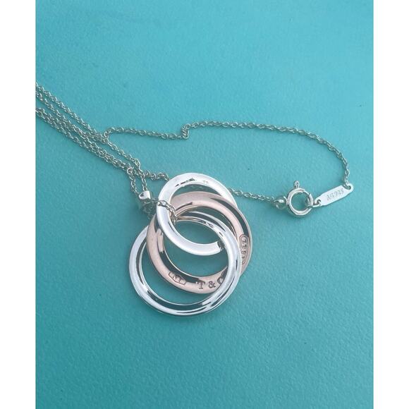 Tiffany & Co. Rubedo Metal Silver Interlocking 1837 Circle Chain Necklace - Picture 8 of 13